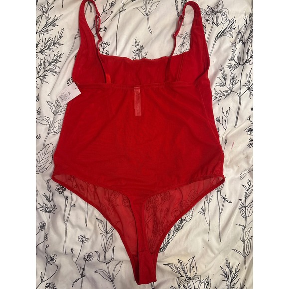 NEW Auden Red Lace‎ Unlined Rhinestone Studded Lingerie Bodysuit, XXL - Picture 4 of 5